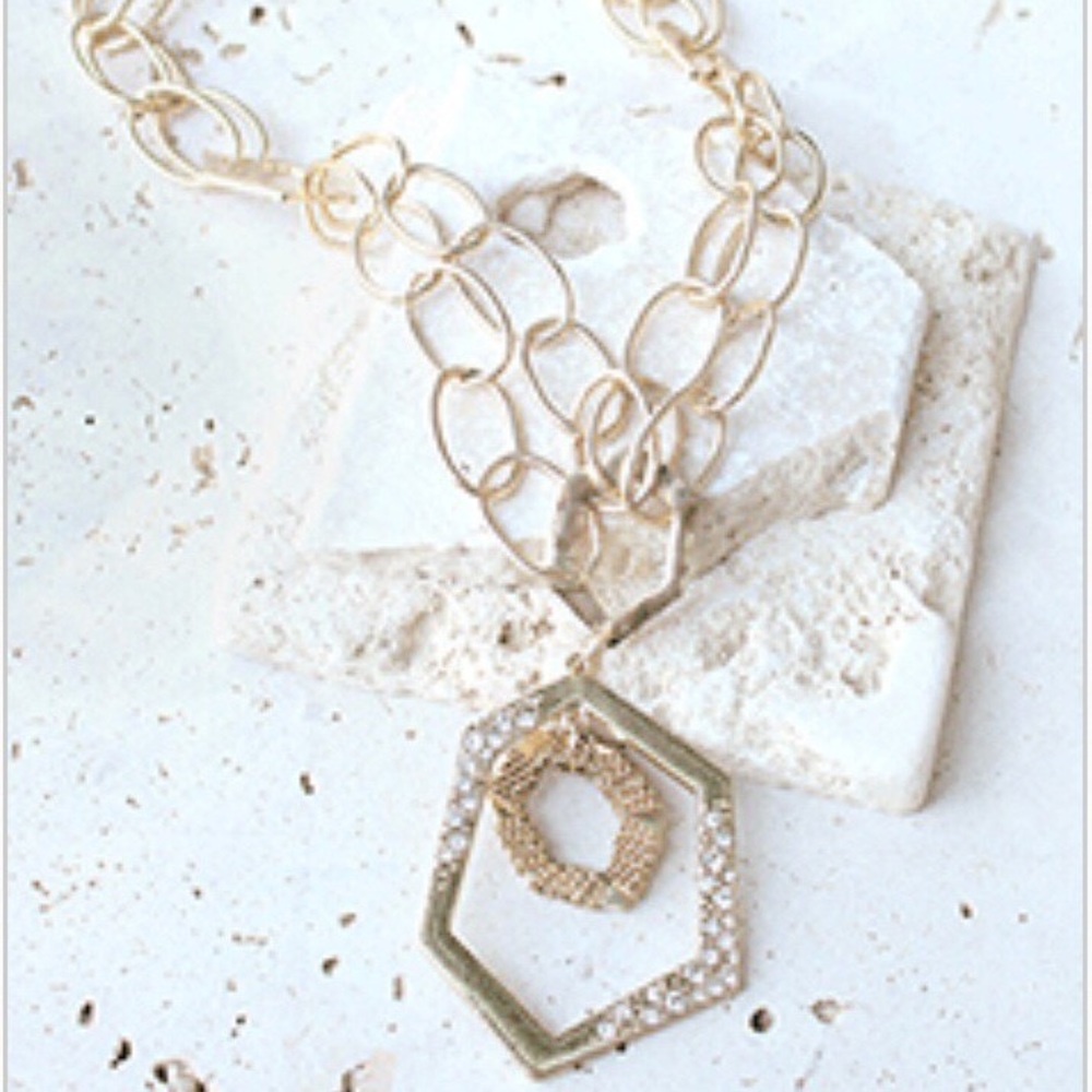 Gold Oval Chain Statement Necklace